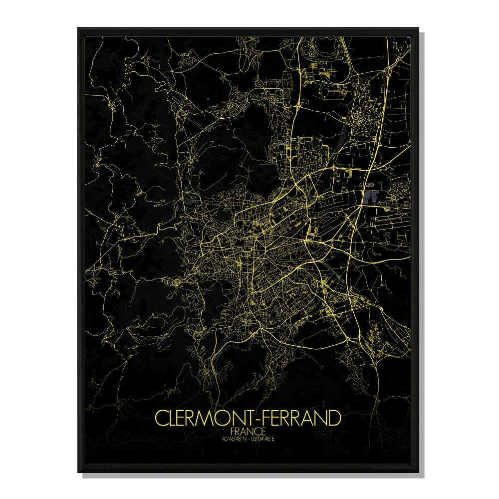 - Affiche Clermont Carte Nuit 40x50