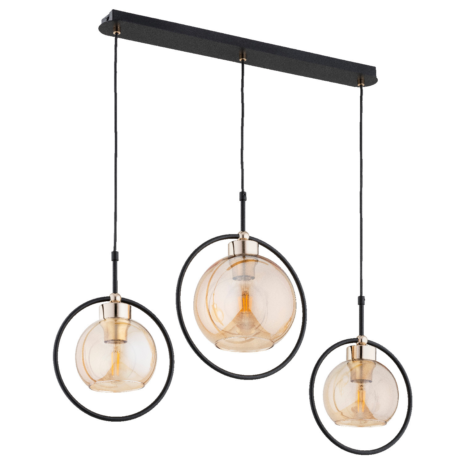 Lampa wisząca czarno-bursztynowy-złota DELSI 3xE27x15W Alfa