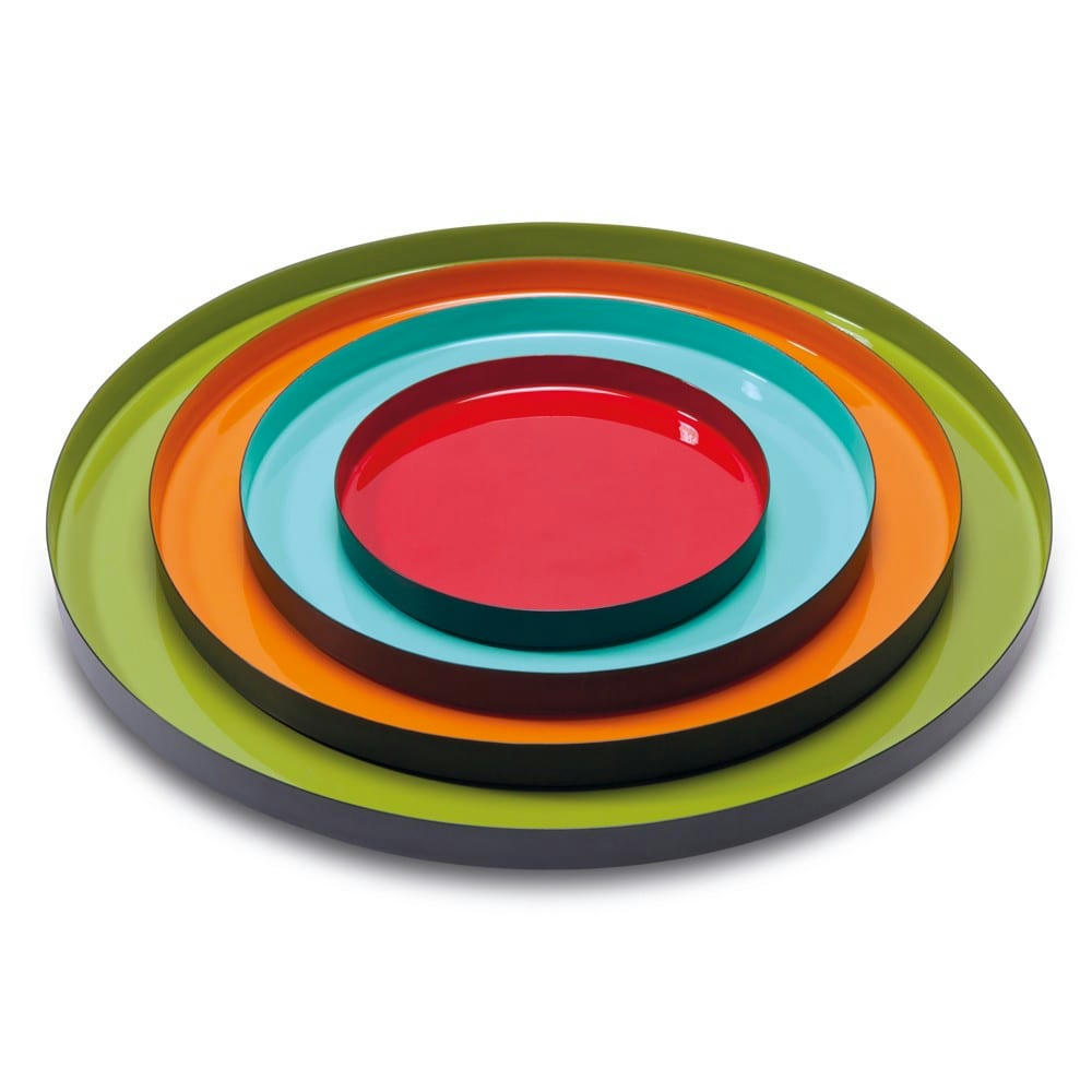 LAQUÉS - Lot de 4 plateaux en métal laqué métal multicolore