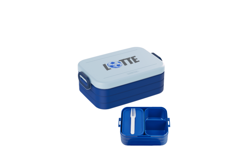 Ontwerp je eigen bento lunchbox Take a Break midi - Voetbal blauw