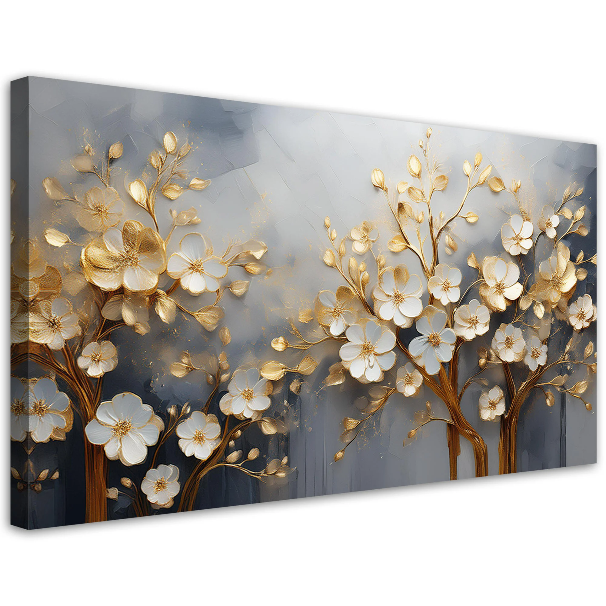 Feeby Obraz na płótnie, Drzewo Magnolia Abstrakcja Złoty 100x50