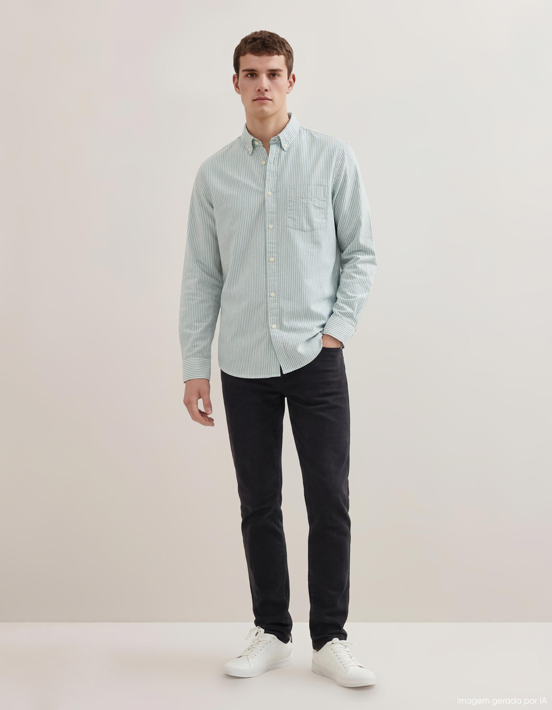 Camisa Riscas, Homem, Verde