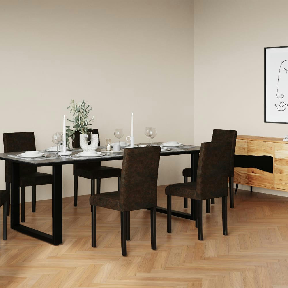ADOK - Table rectangulaire 10 personnes en bois de teck recyclé noir 240 cm