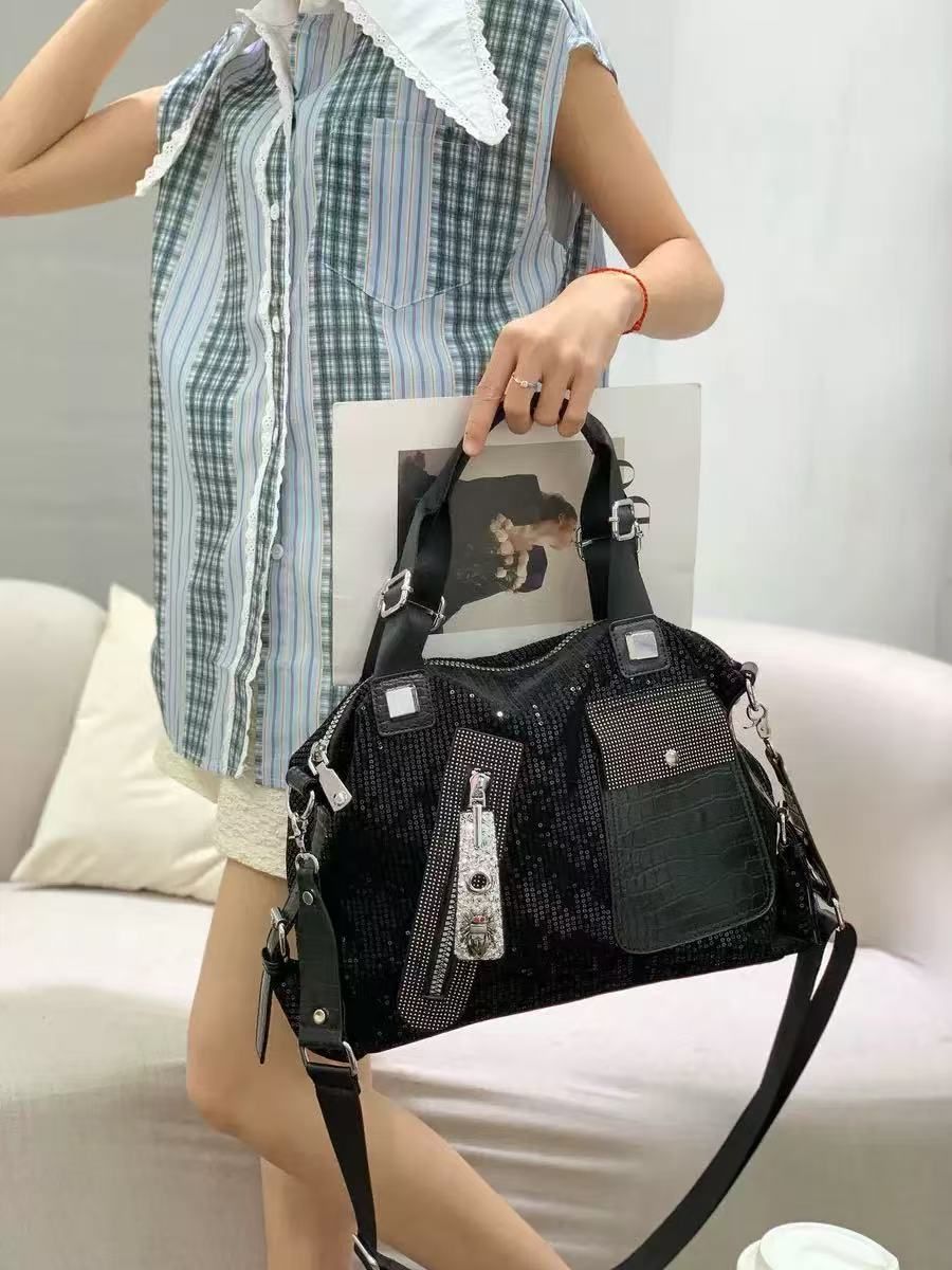PEACH ACCESSORIES Sparkle and Croc Shoulder Bag