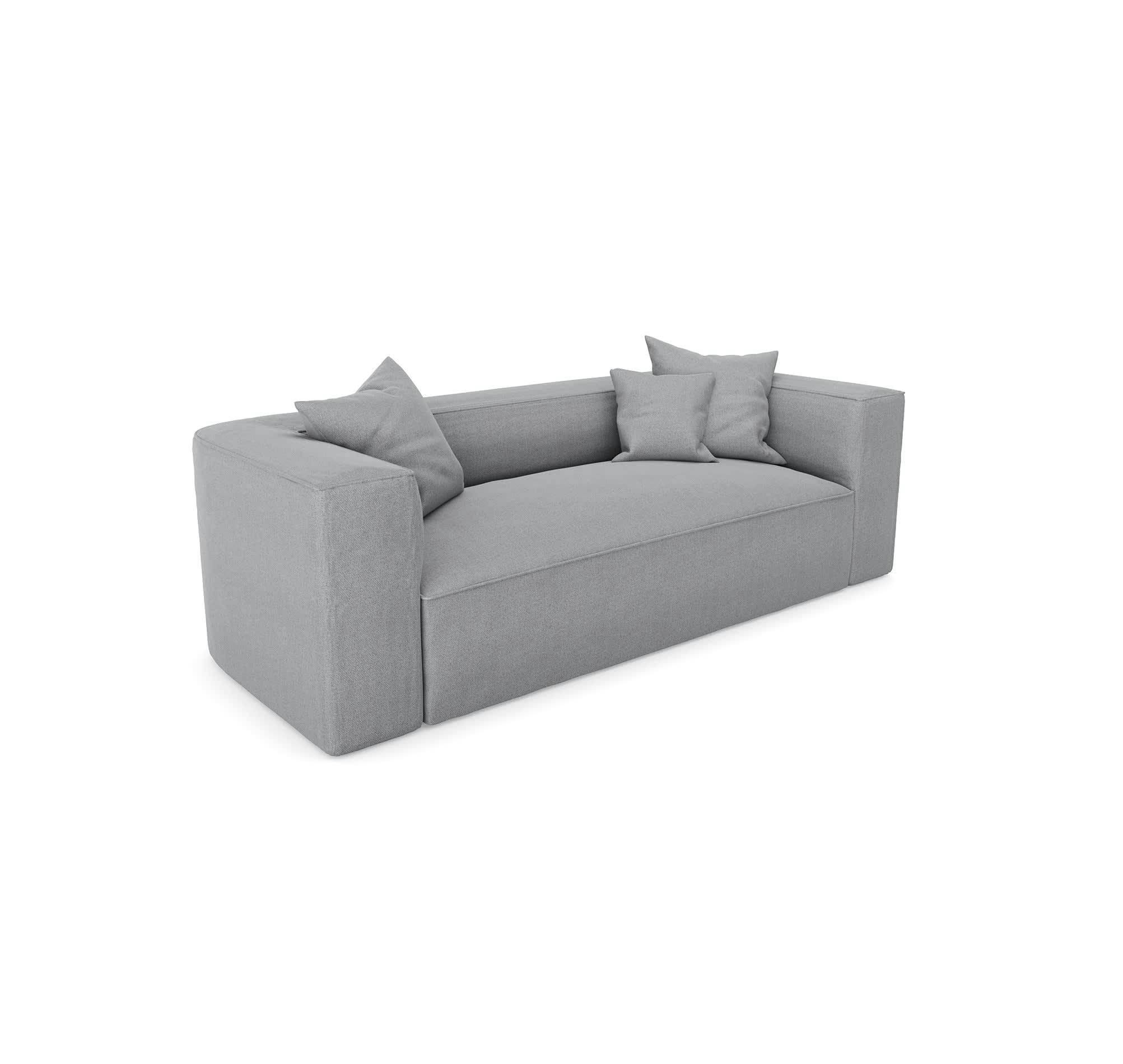 ALMA - Canapé 3 places tissu tramé gris béton