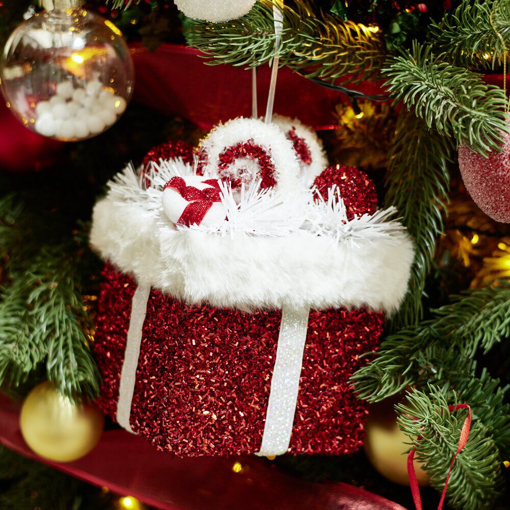 Décoration de No&euml;l à suspendre cadeau sucre d'orge 12x12xH20cm