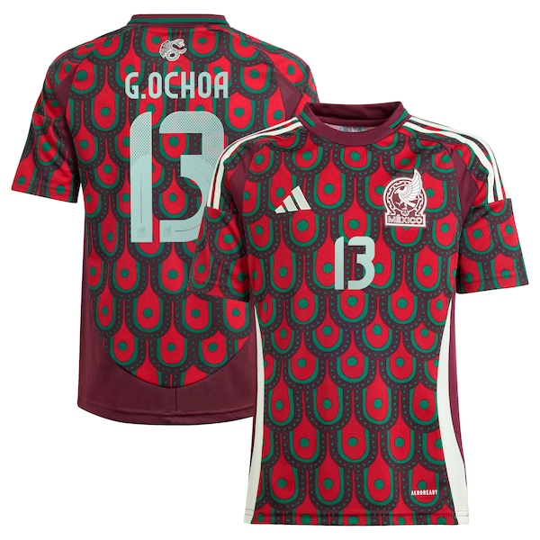 Guillermo Ochoa Mexico National Team adidas Youth 2024 Home Replica Player Jersey - Burgundy/Green