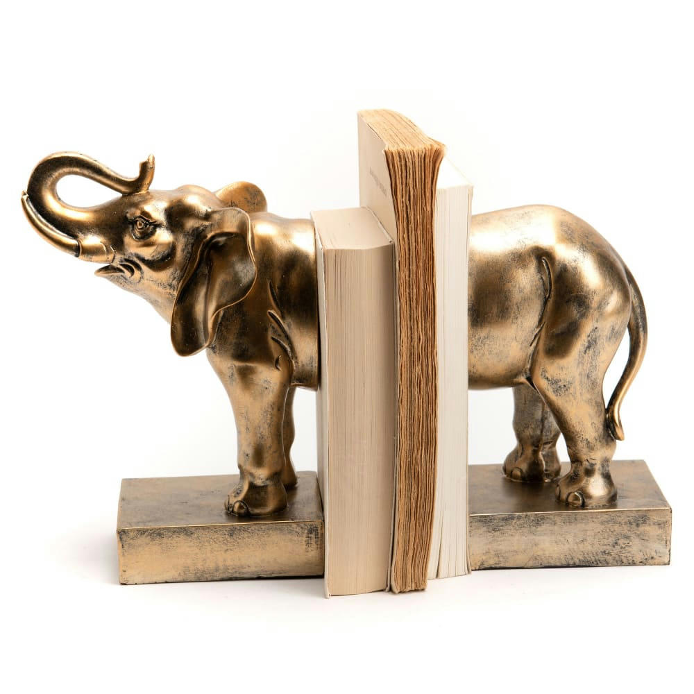 - Serre livre éléphant dé en résine  or