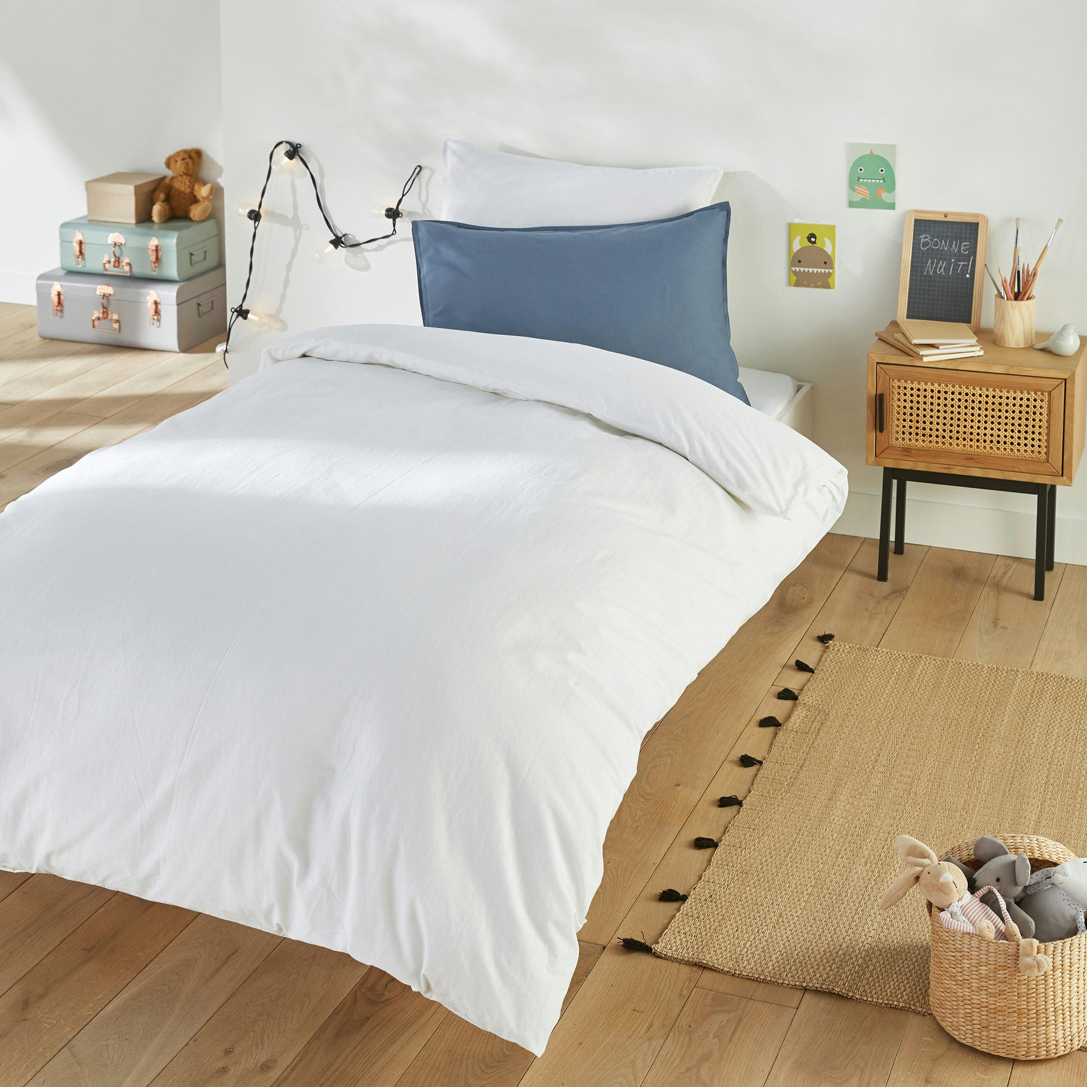 Housse de couette enfant en coton lavé, Scenario