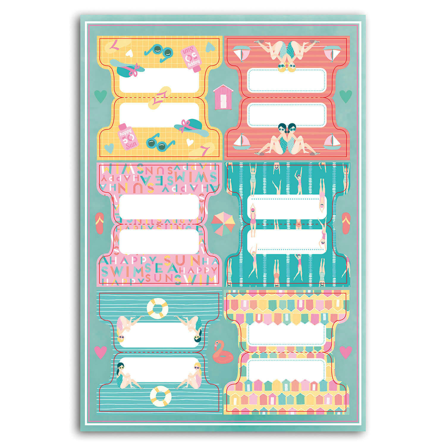 - Lot de 24 stickers onglets baigneuses