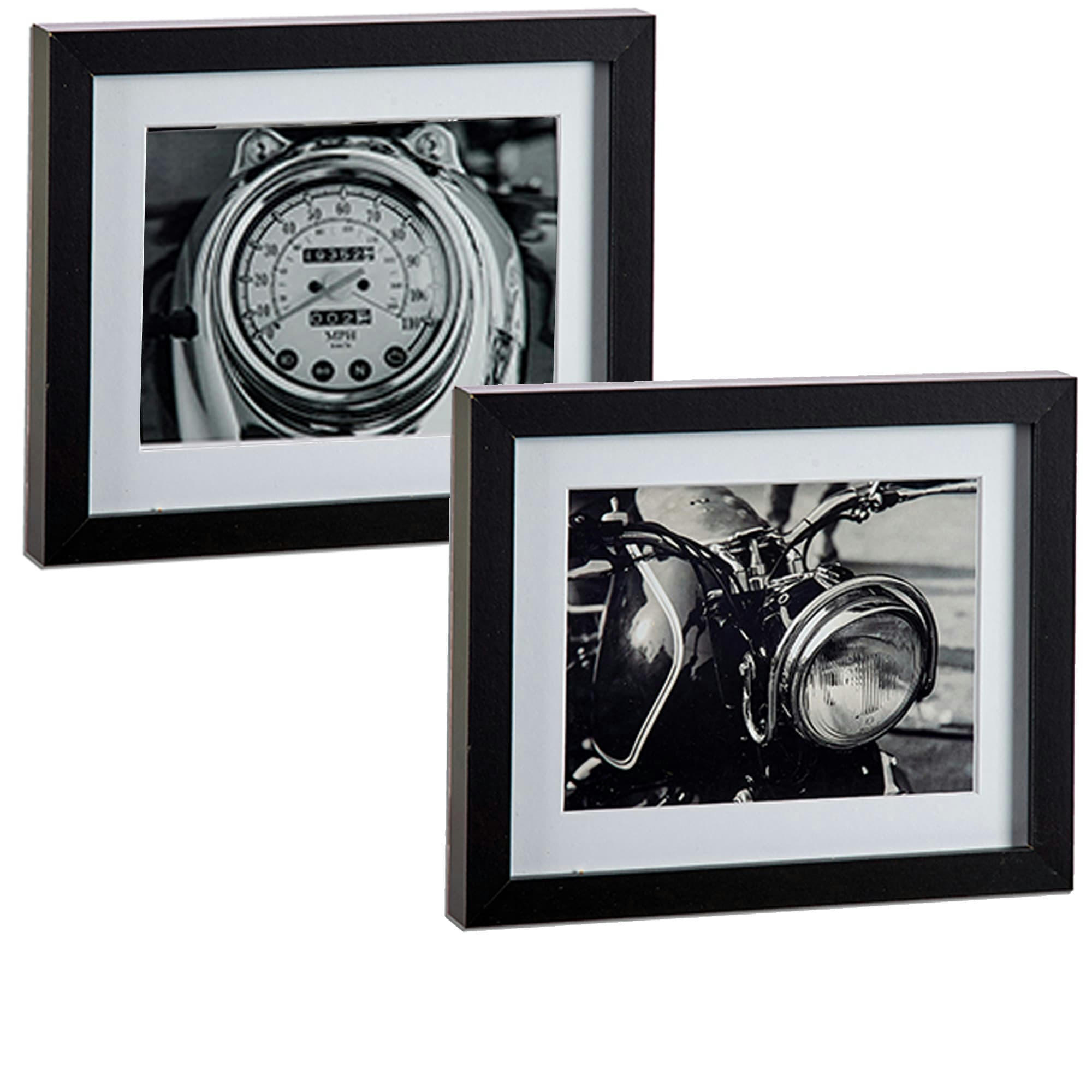 - Set de 2 tableaux décoratifs photo noir et blanc moto classique