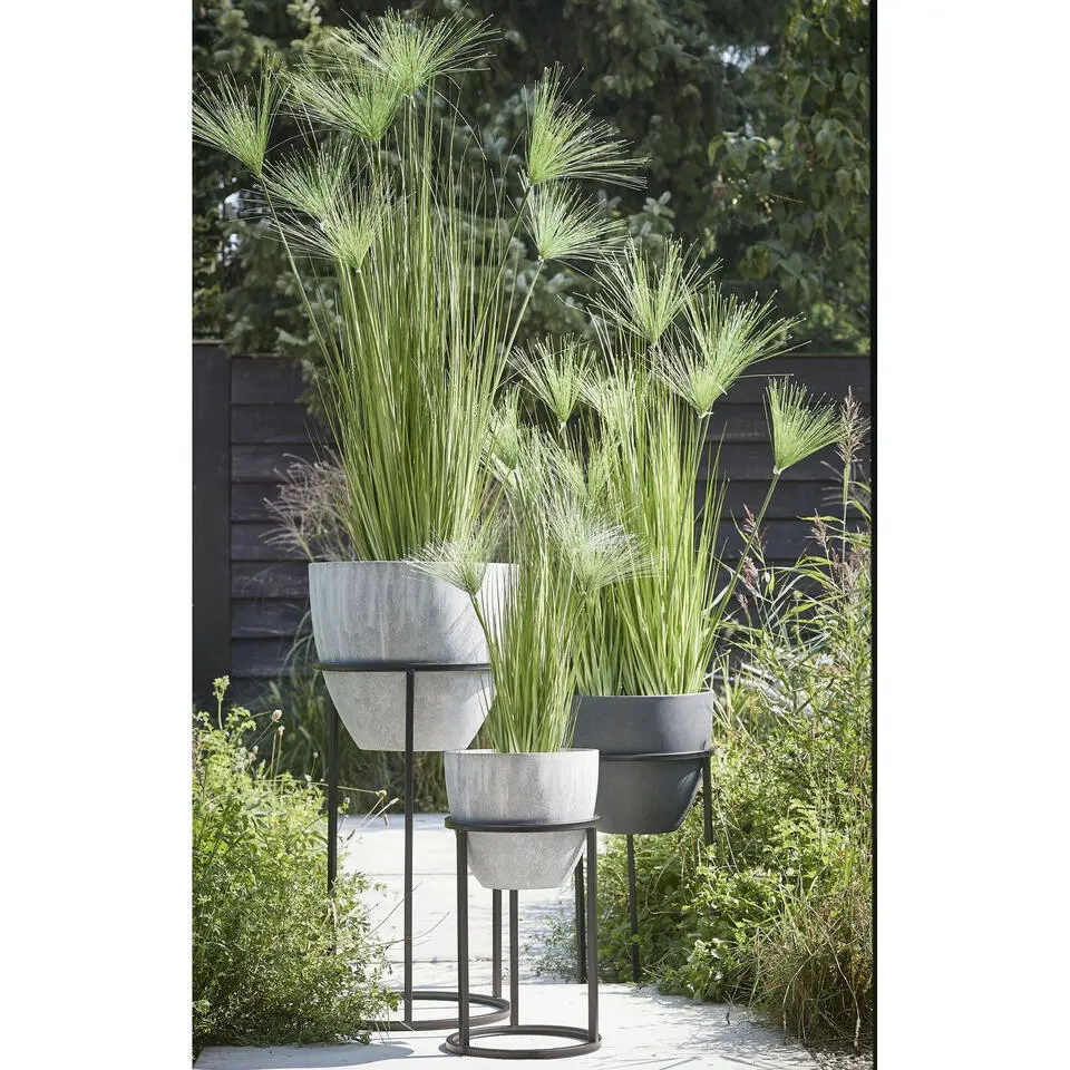 Mica Decorations - bloempot plantenstandaard/verhoger - zwart - H17 x D13 cm