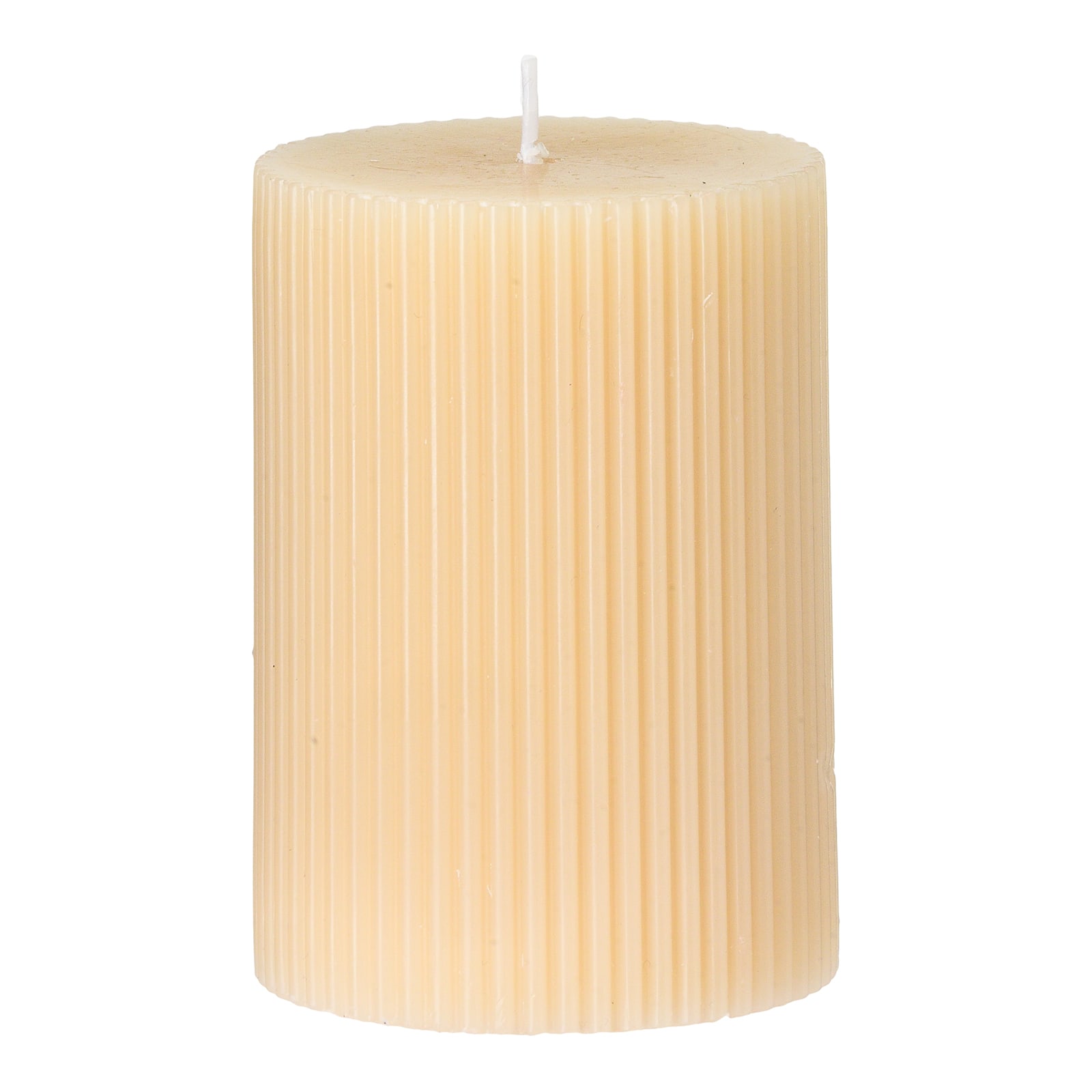 Stumpenkerze Rille Beige, ⌀ 7 cm, H 100 mm