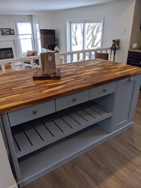 Kitchen Island, Custom Butcher Block Kitchen Island with Seating Option, Dining Table Storage, 