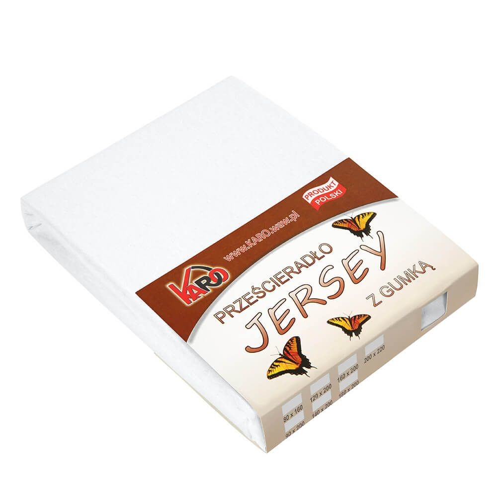 Prześcieradło jersey z gumką 80x200 białe 001 KARO