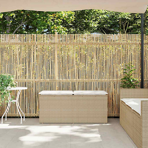 Banc de jardin avec coussin beige 110x40x44 cm résine tressée vidaXL