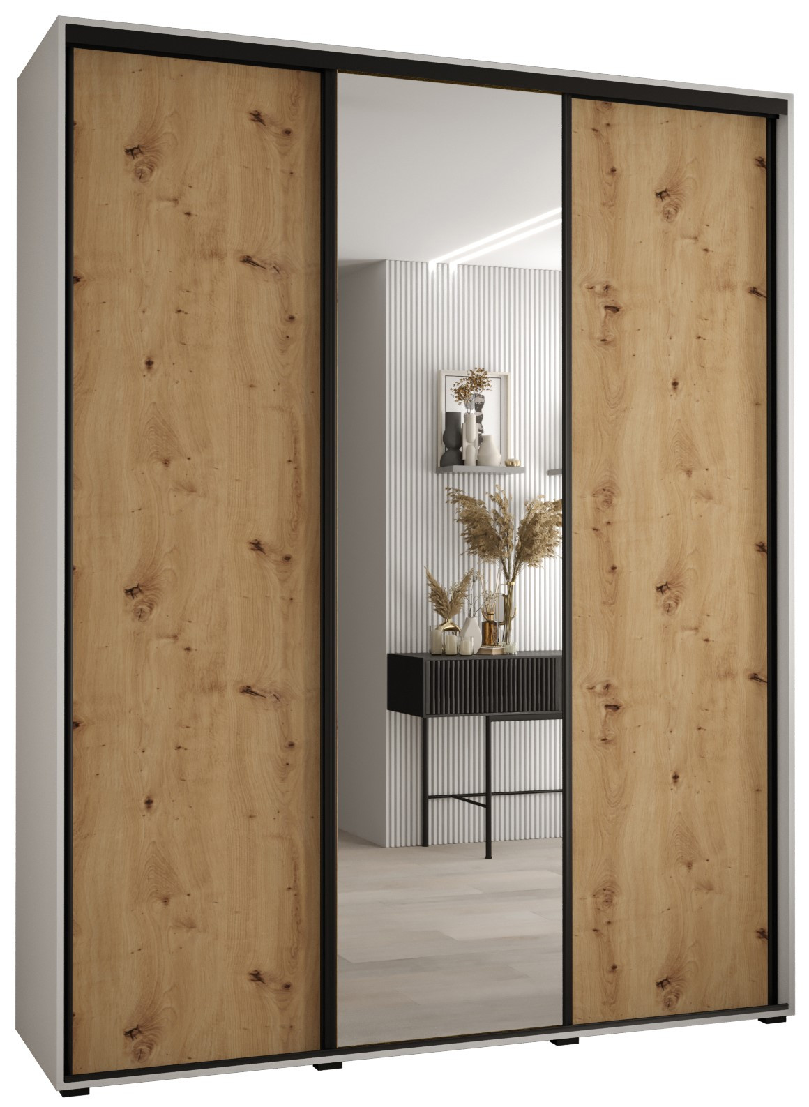 Szafa przesuwna 45 Cannes 3 190 biały artisan czarny