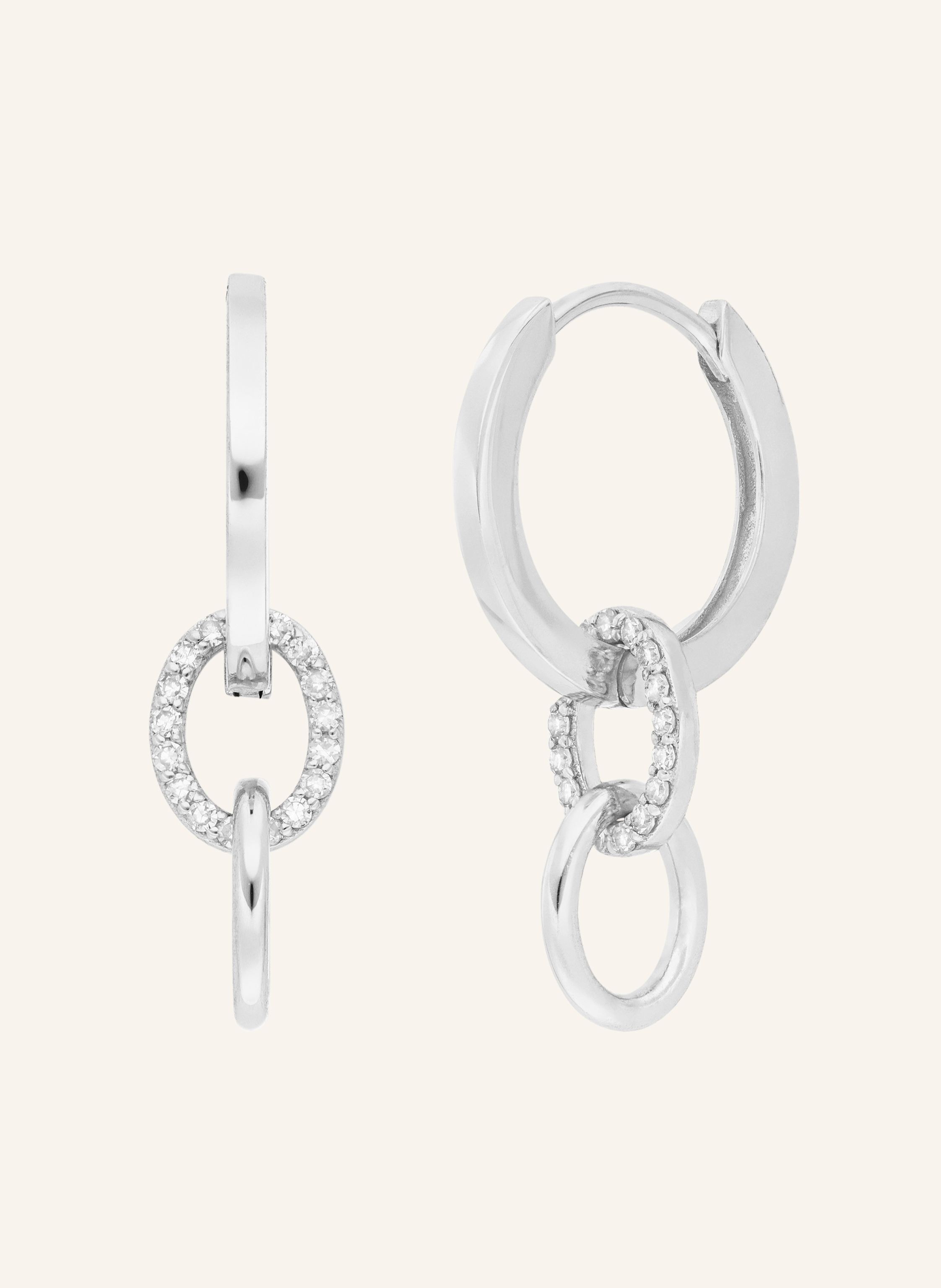 Leaf Creolen ETERNAL TOUCH aus 14 Karat Weißgold mit Diamanten