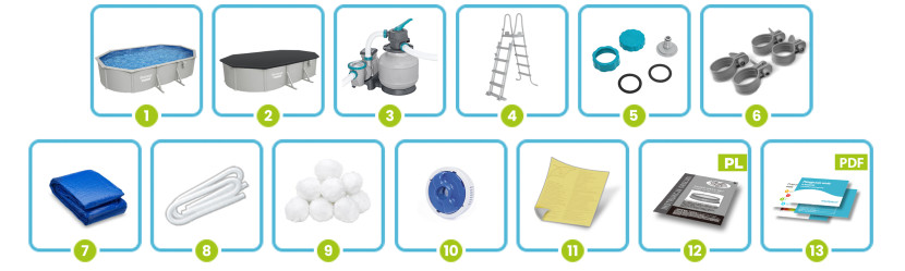 Basen stelażowy Hydrium610x366x122 Bestway całoroczny 56369 zestaw