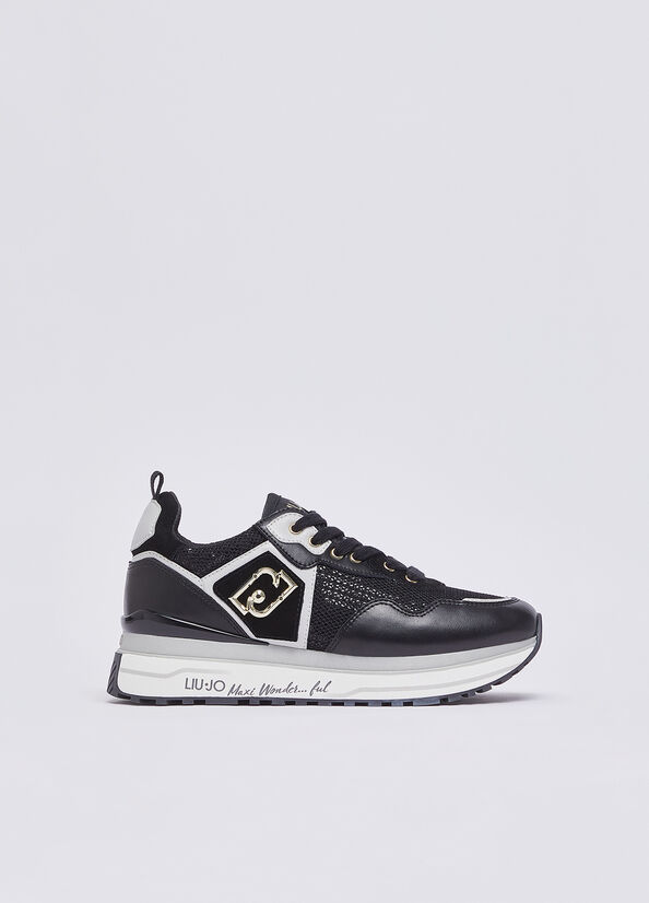 Sneakers platform in mesh con paillettes