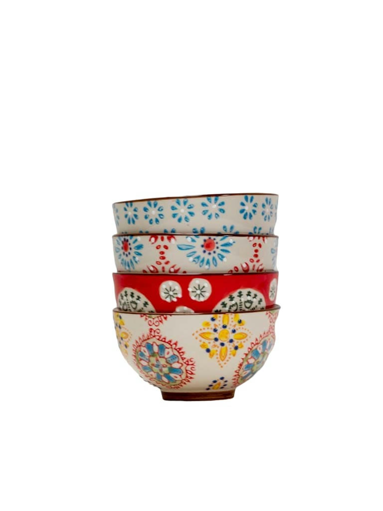 BOHEMIAN - Set de 4 petits bols en céramique multicolore