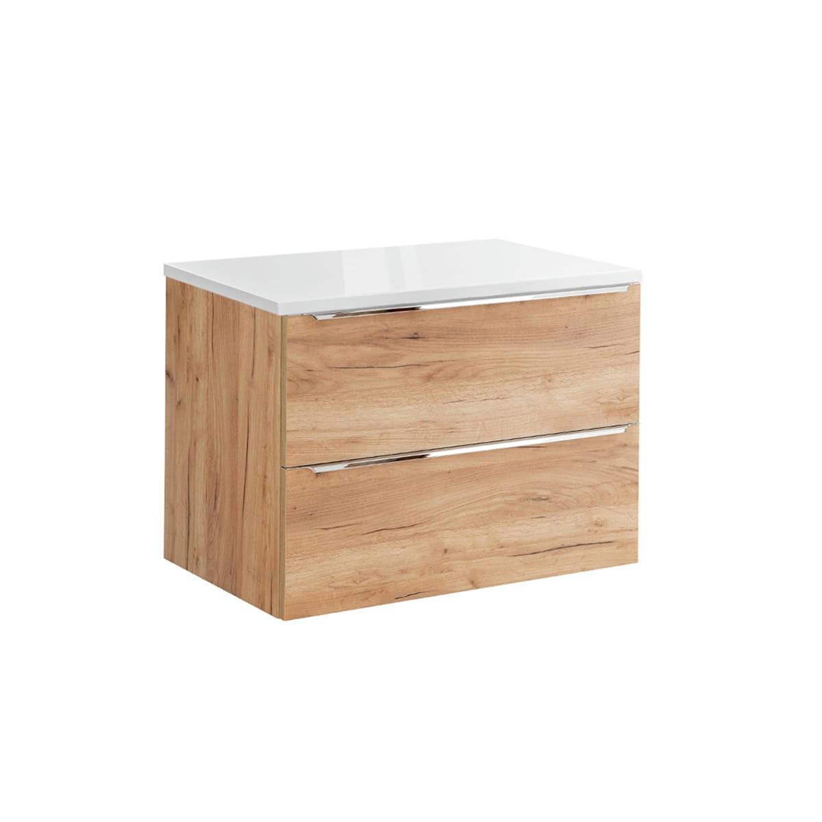 - Meuble sous-vasque 80cm plan de toilette naturel et blanc