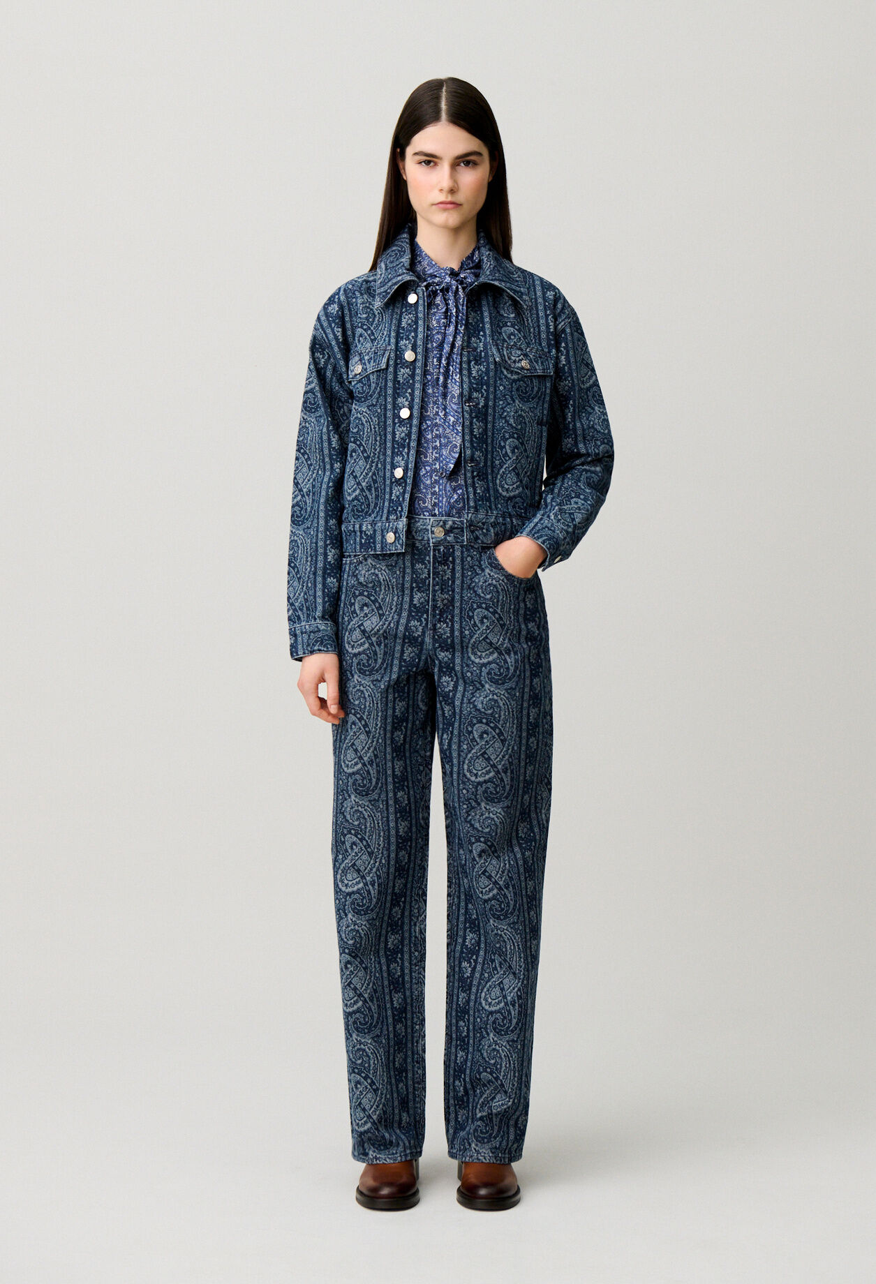 Jean droit denim imprimé
