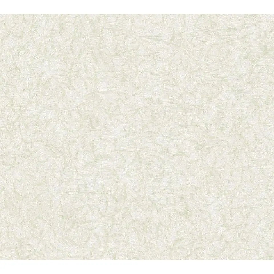 A.S. Cr&eacute;ation behang bladeren cr&egrave;me en groen - 53 cm x 10.05 m
