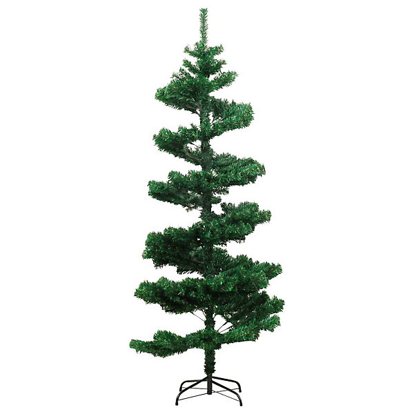 Arbre de Noël hélicoïdal pré-éclairé et support vert 180 cm PVC vidaXL