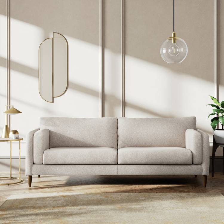 Habitat Newington Fabric 4 Seater Sofa - Natural - Dark Leg