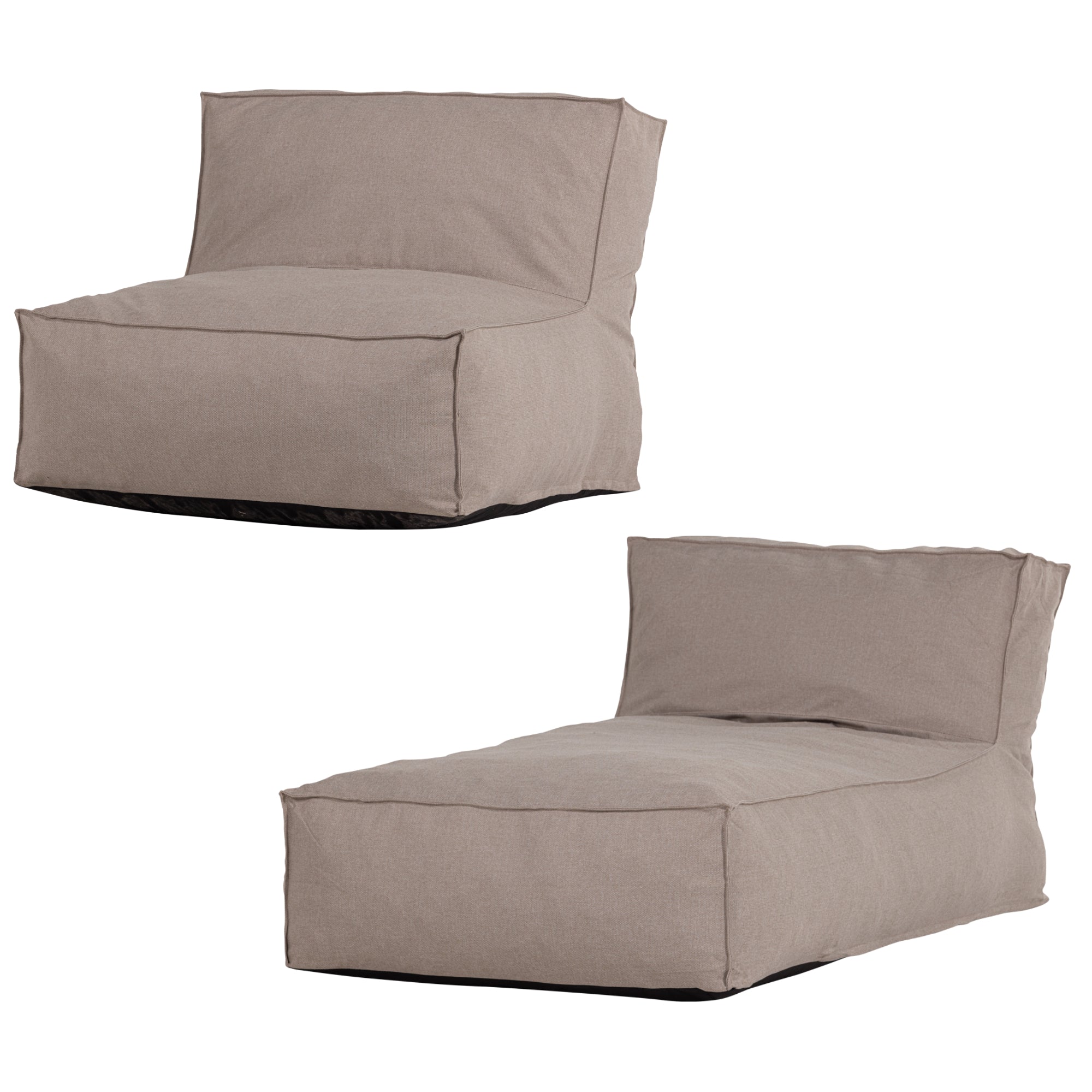 WOOOD tuin ligbed & loungestoel Velora - Polyester - Zand - Set van 2