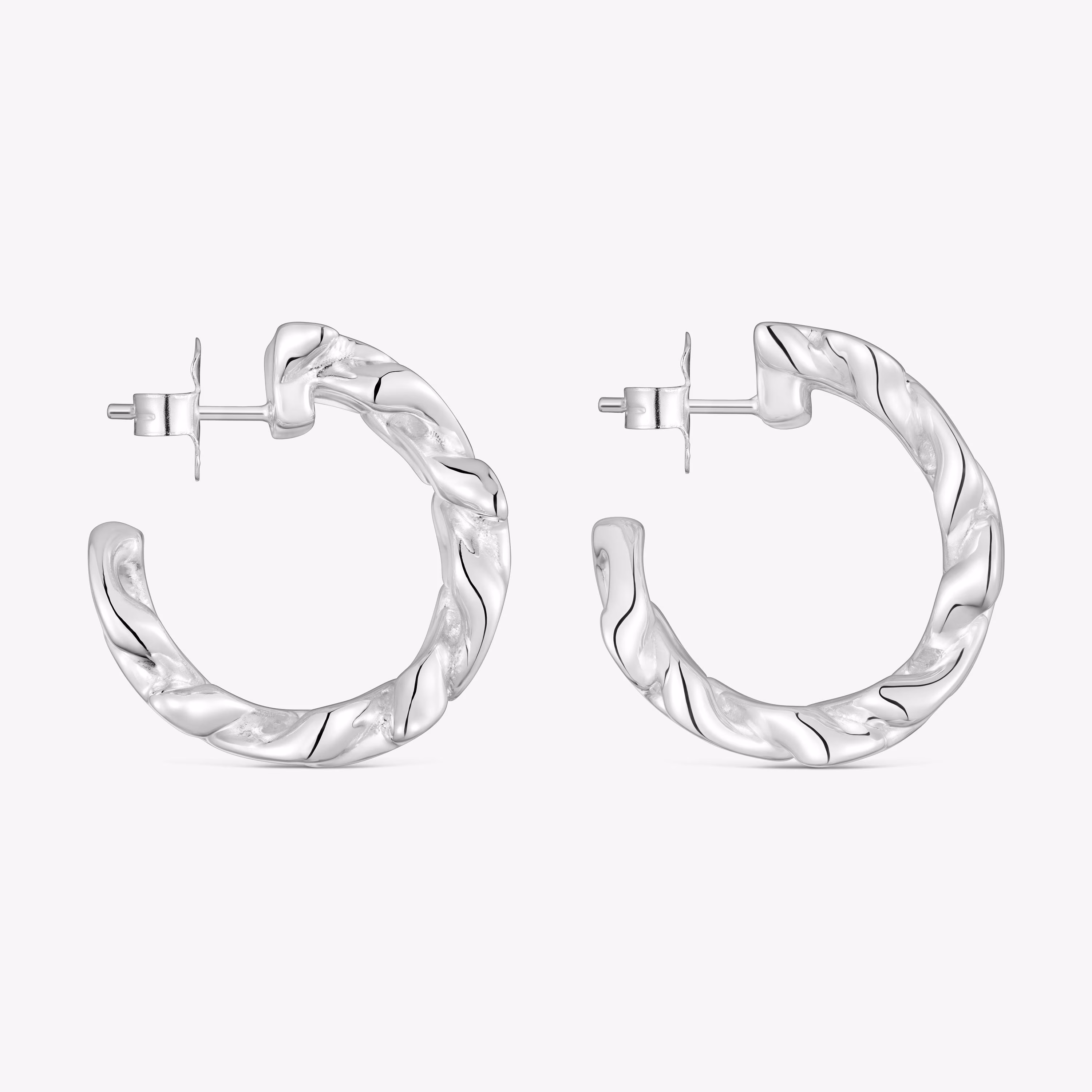Pendientes de aro de plata 27 mm Bear's Chain