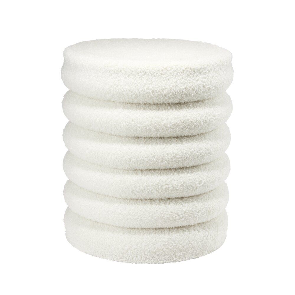 Pouf curly Clara rond effet laine bouclée beige Ø38xH42cm