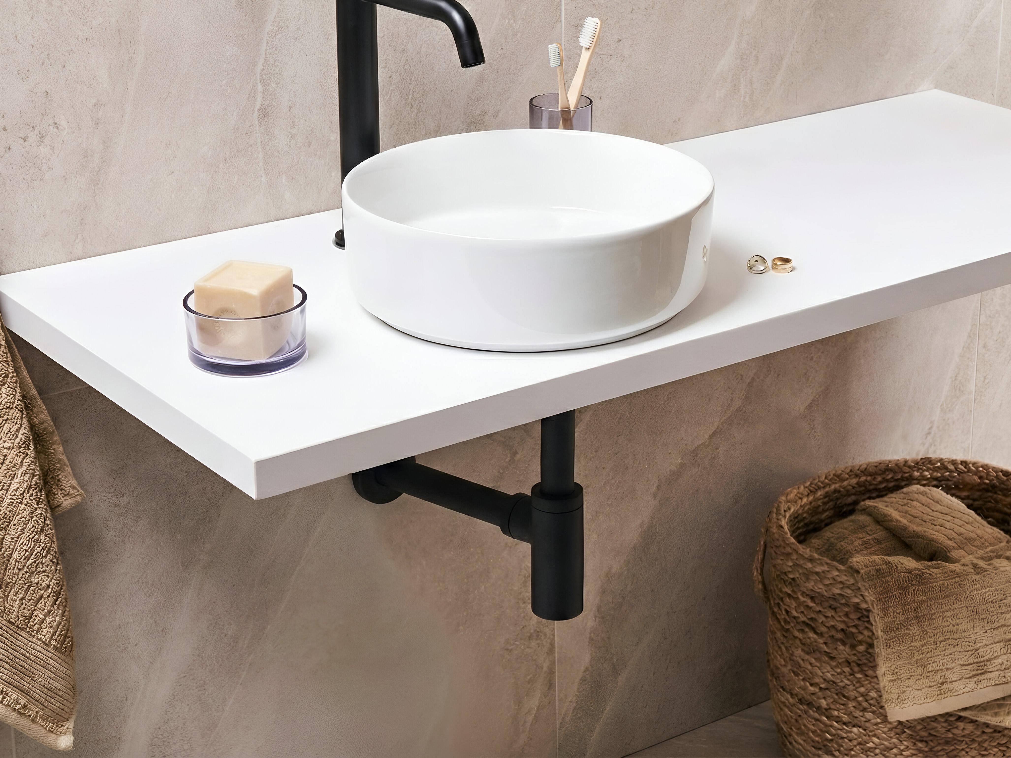 Basin Bottle Trap with Click Clack Waste MAFREDI Brass Black