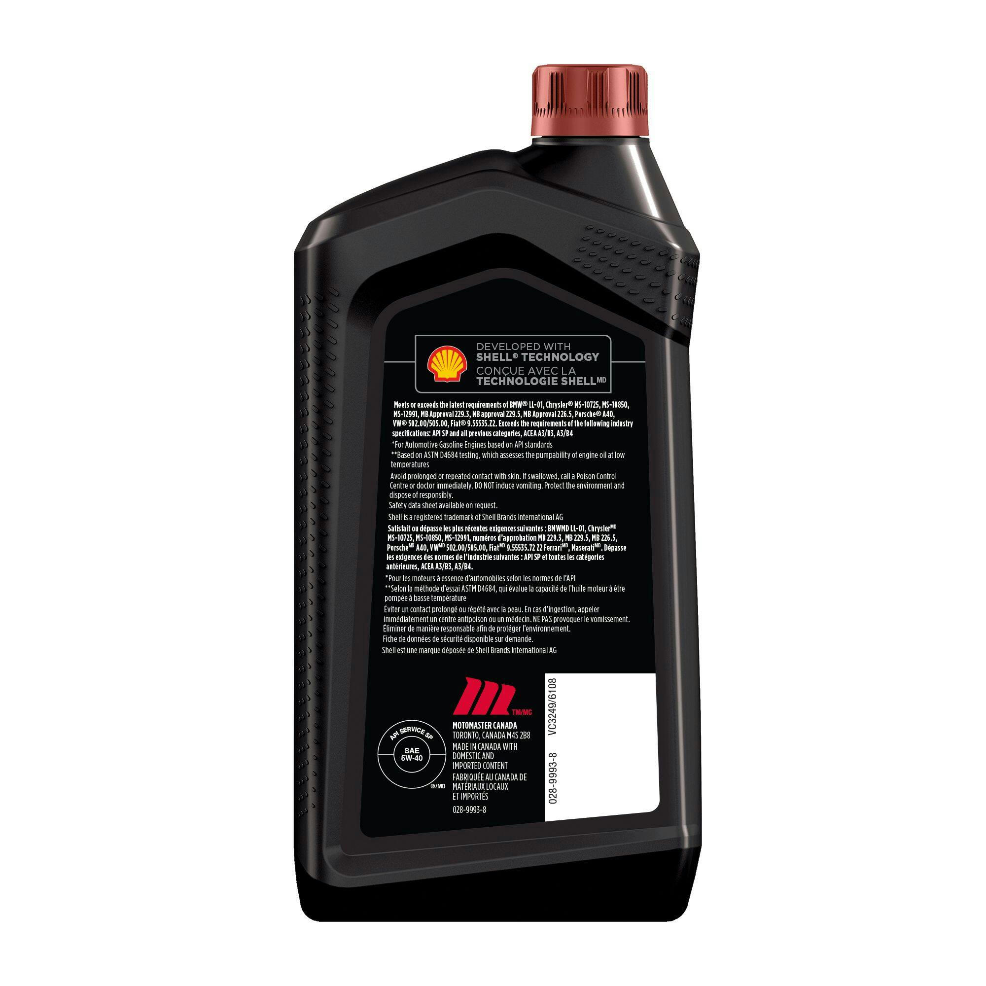 MotoMaster Full Synthetic 5W40 Synthetic Engine/Motor Oil, 946-mL