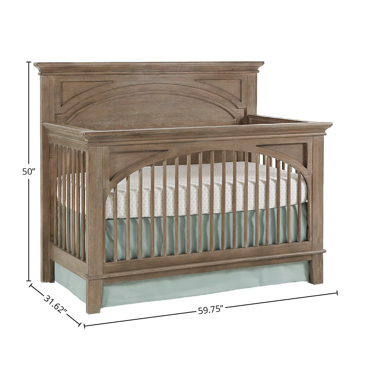 Leland 60 Wide Convertible Crib, Sandwash Gray