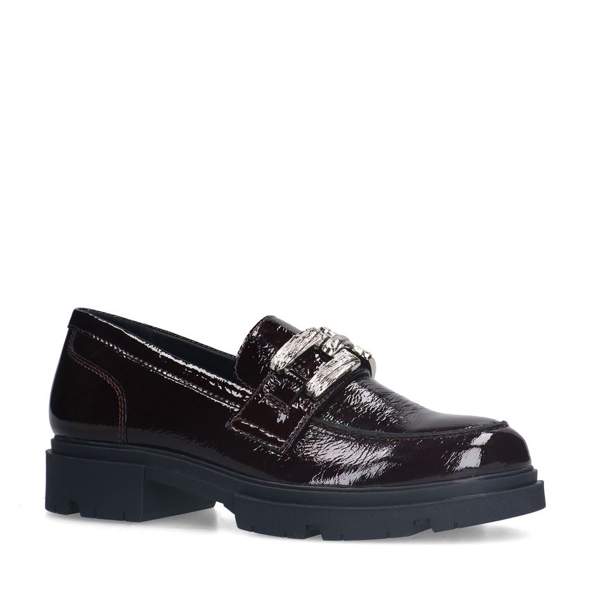 Manfield Bordeaux rode lakleren loafers