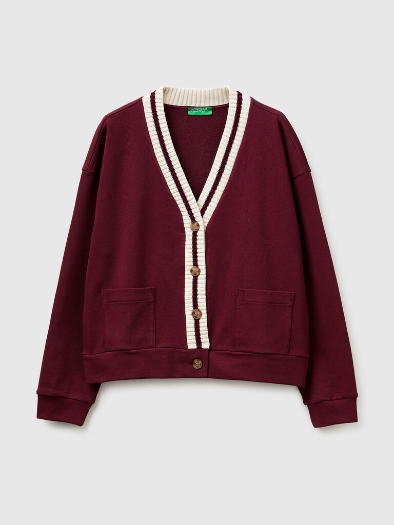 Sweatshirt cardigan with buttons