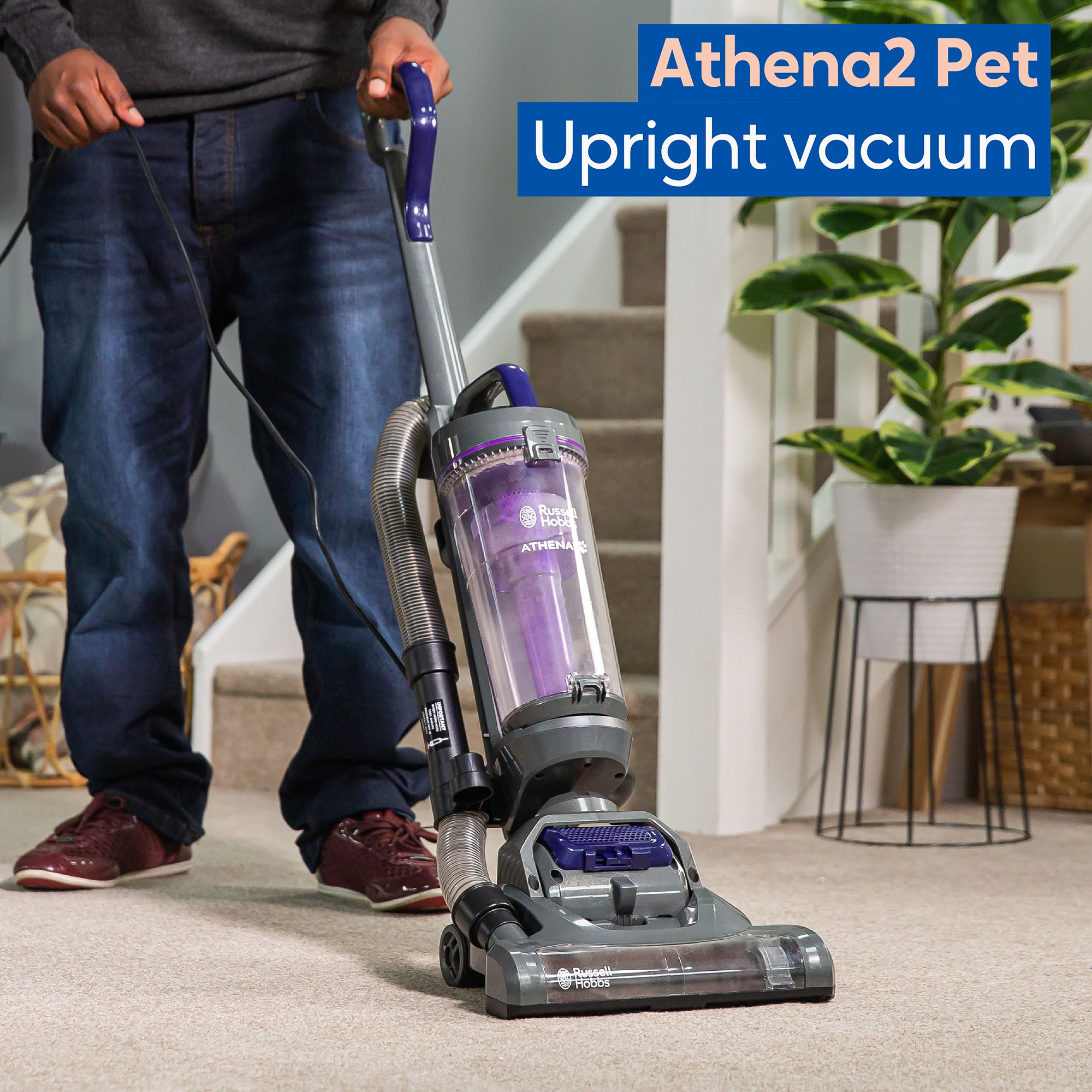 Russell Hobbs Upright Vacuum 400W Sponge Filter Pet Tool Blue 3 in 1 RHUV5601