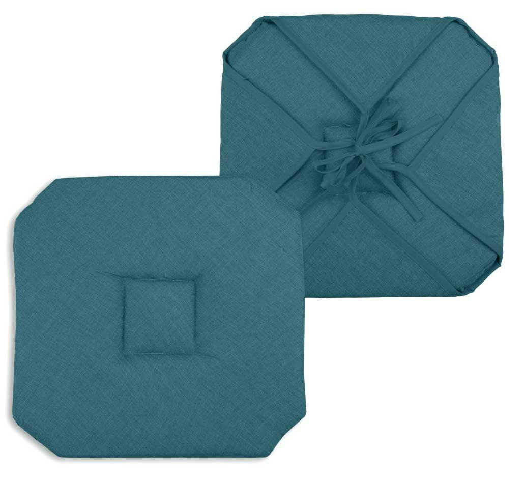 - Galette de chaise italienne et unie polyester turquoise 40x40 cm