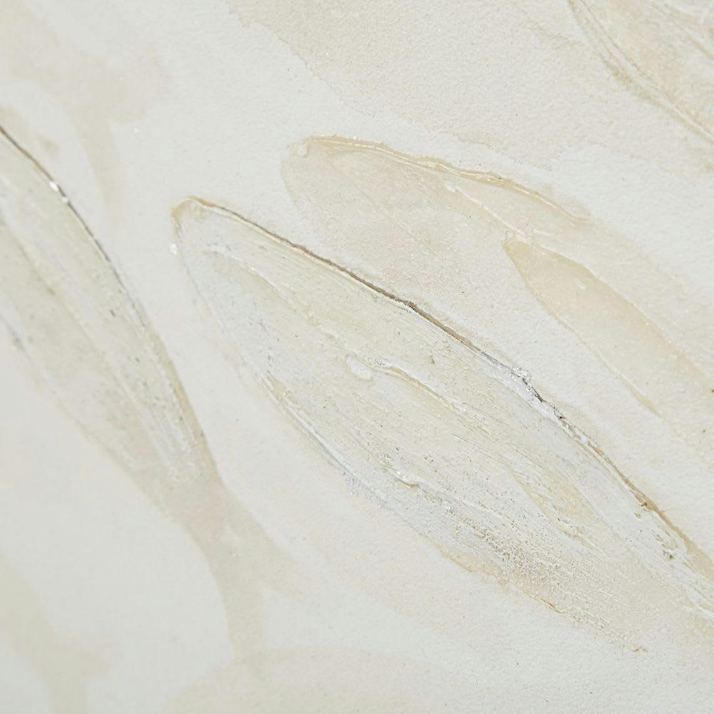 PELIA - Toile peinte banc de poissons blanc et beige 142x72