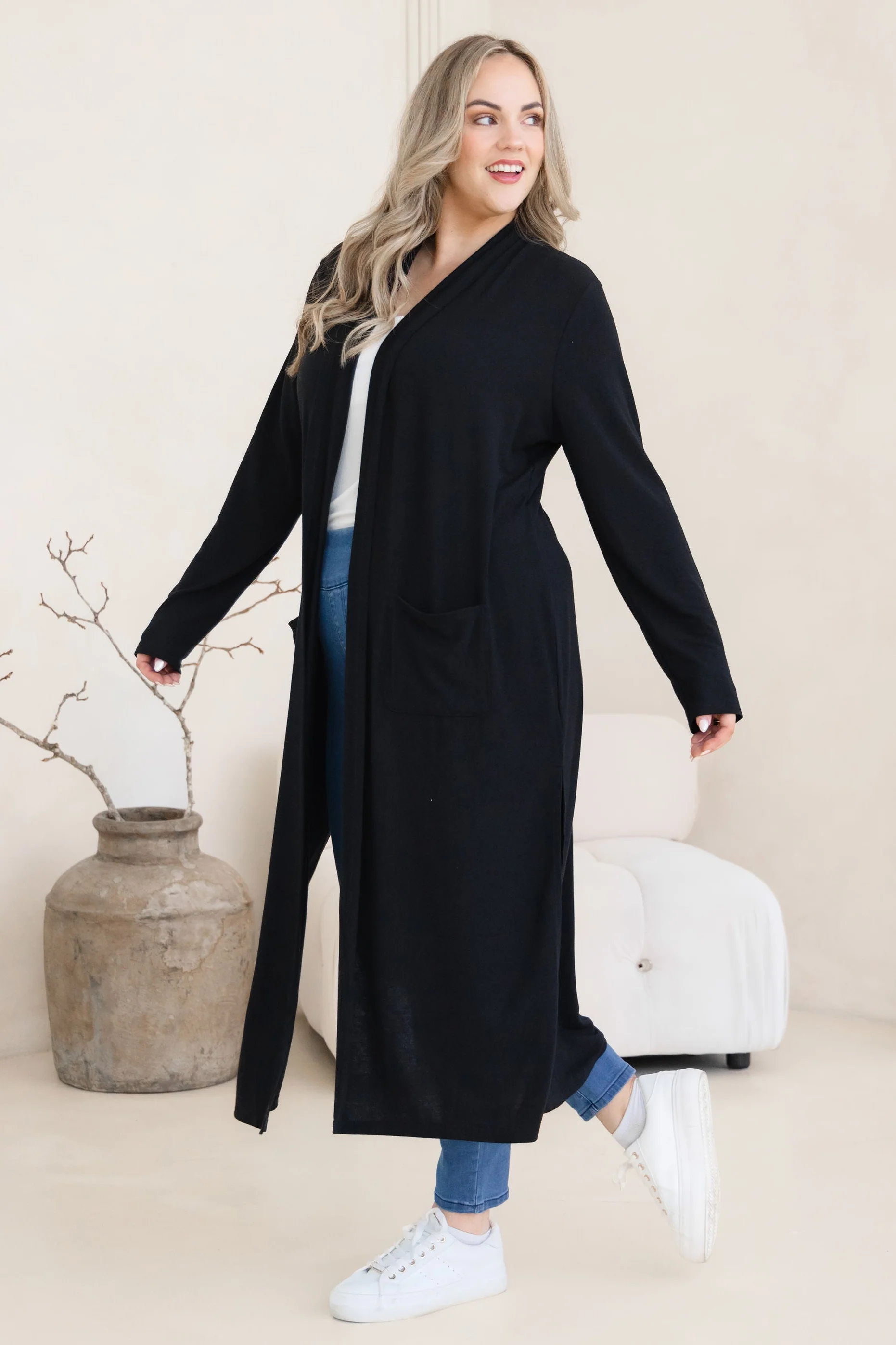 Jane Cardi Maxi Length in Black