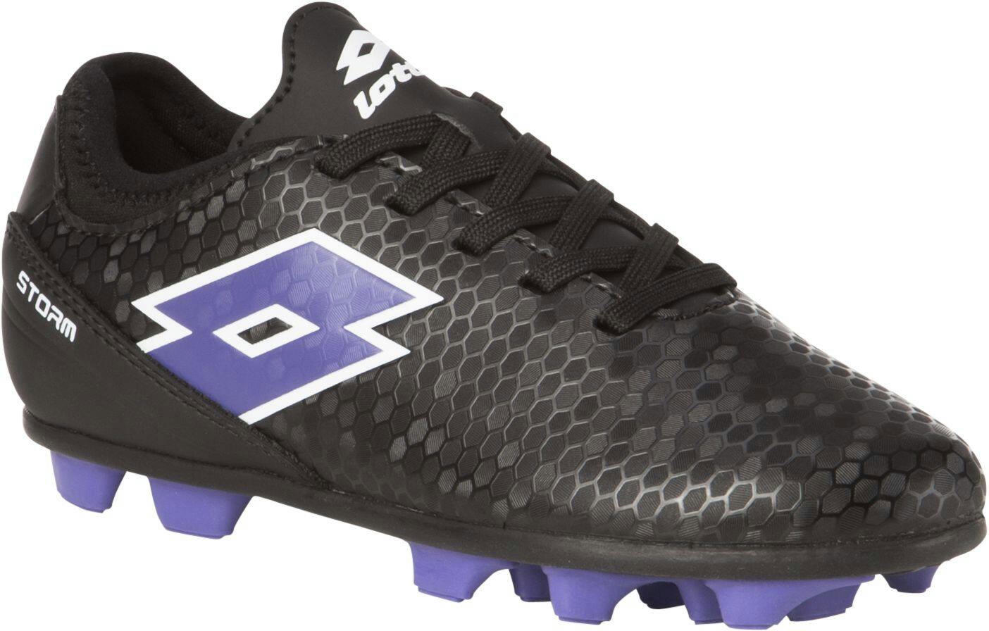Lotto Storm Kids' Firm Ground Soccer Cleats/Shoes, Black/Purple, Assorted Sizes