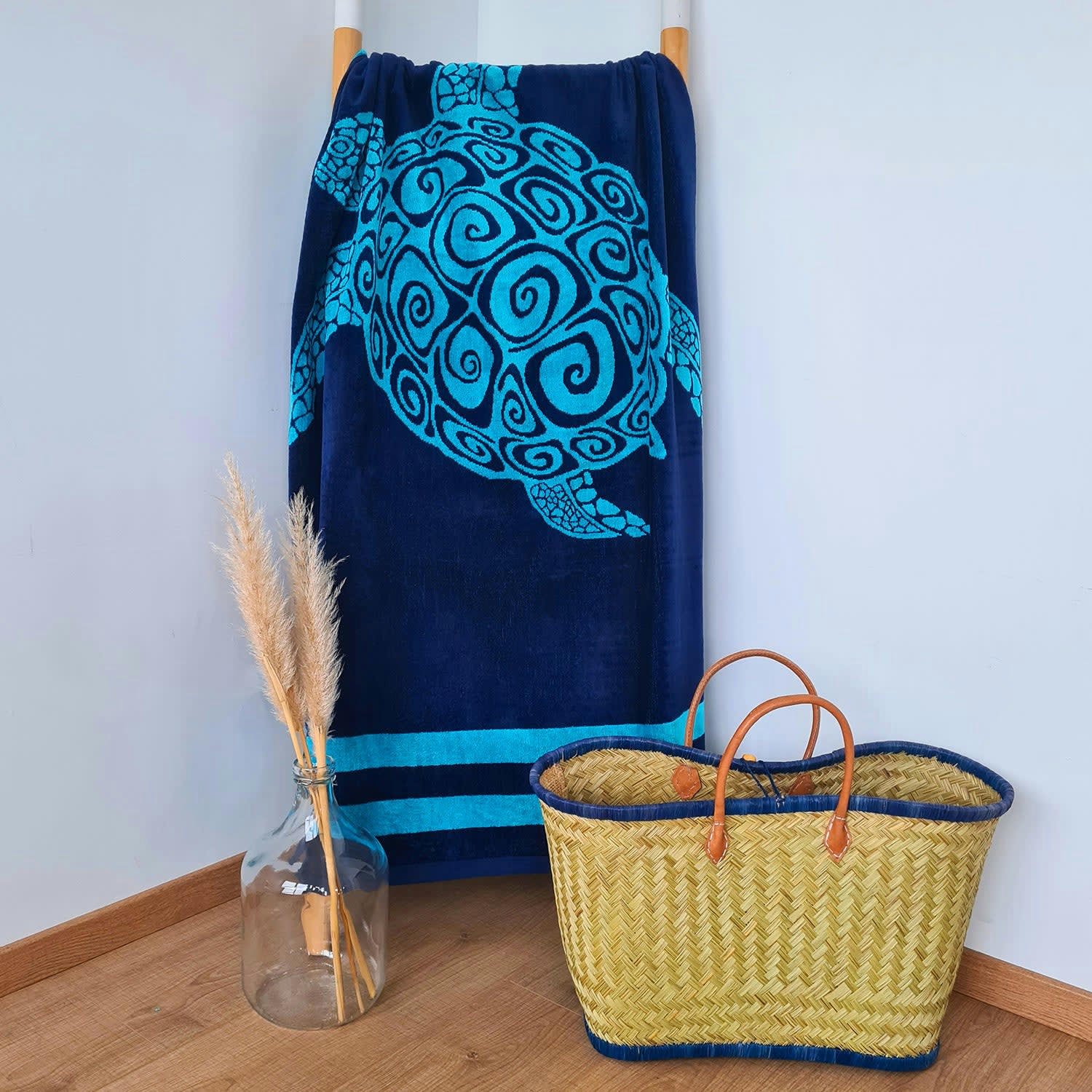 PLAGE - Serviette de plage éponge velours Jacquard Pavlos 90x170