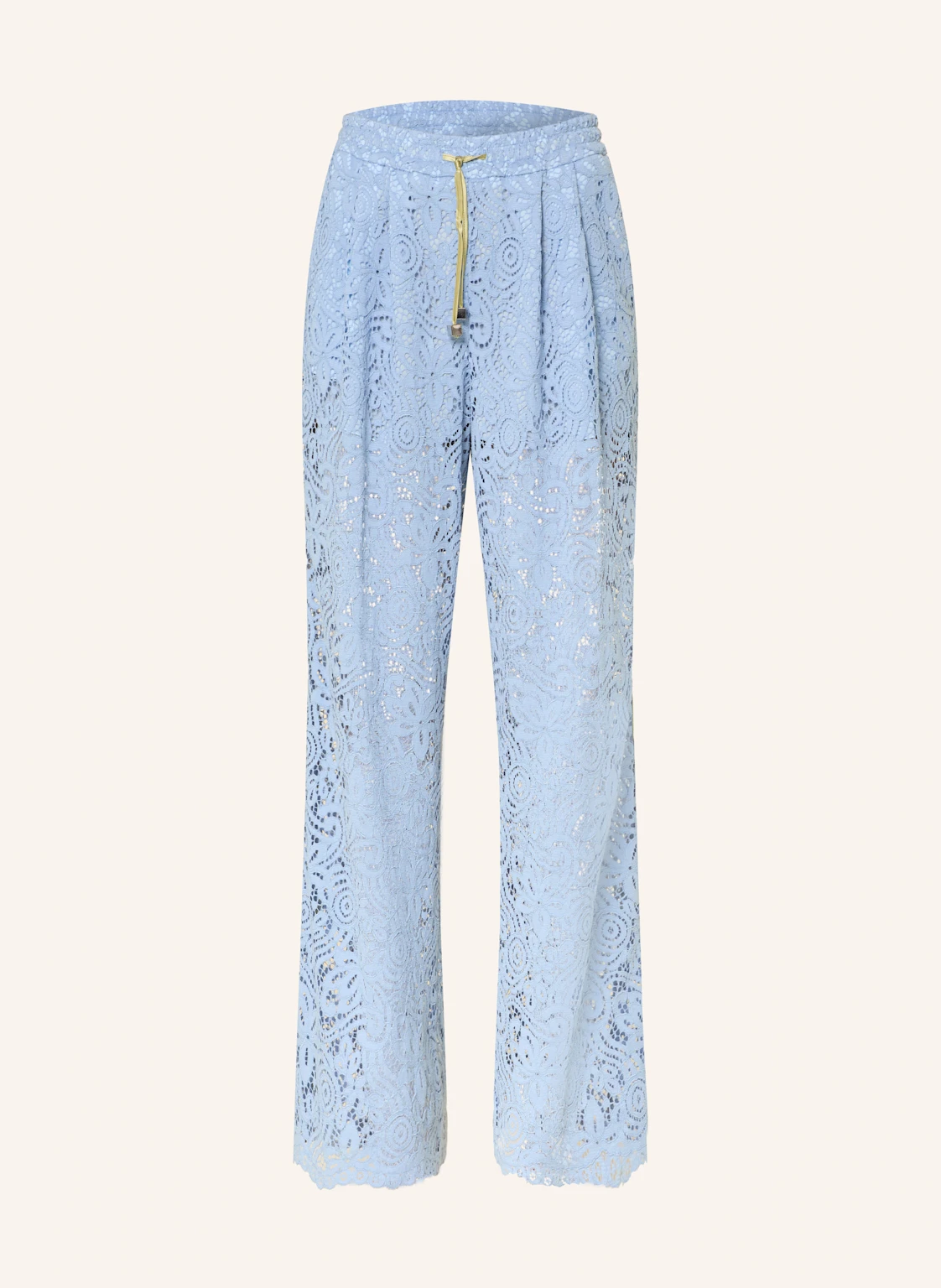 SEM PER LEI Marlenehose mit Galonstreifen aus Lochspitze