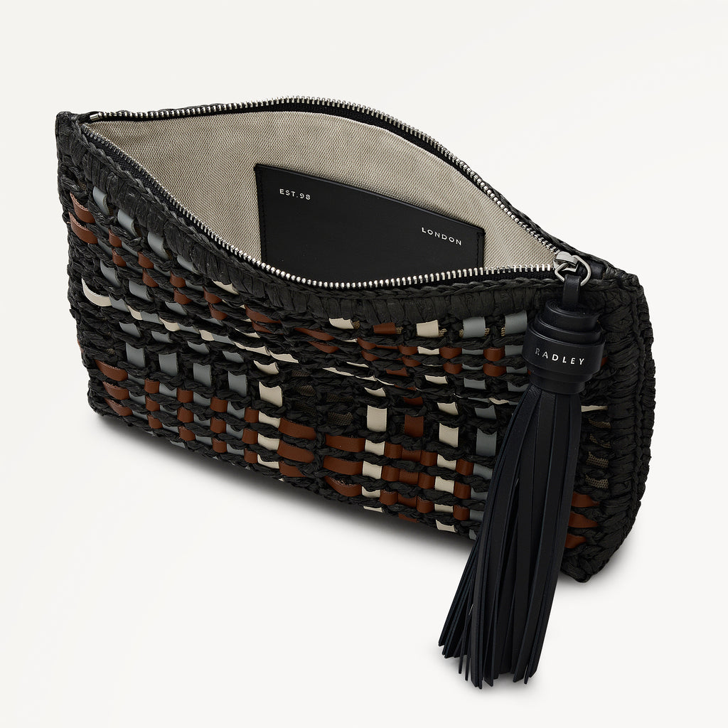 The Camden - Raffia Check - Medium Ziptop Pouch