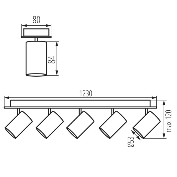 Spot listwa biały Evalo 5xGU10x10W wym:12x123x8cm IP20 Kanlux