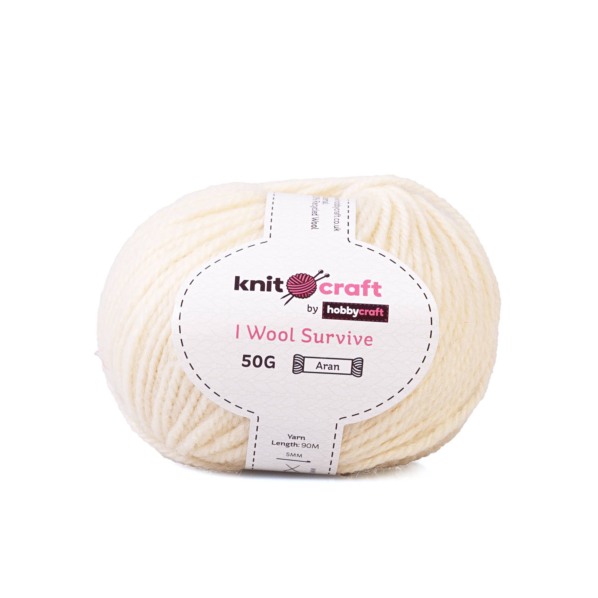 Knitcraft Cream I Wool Survive Yarn 50g