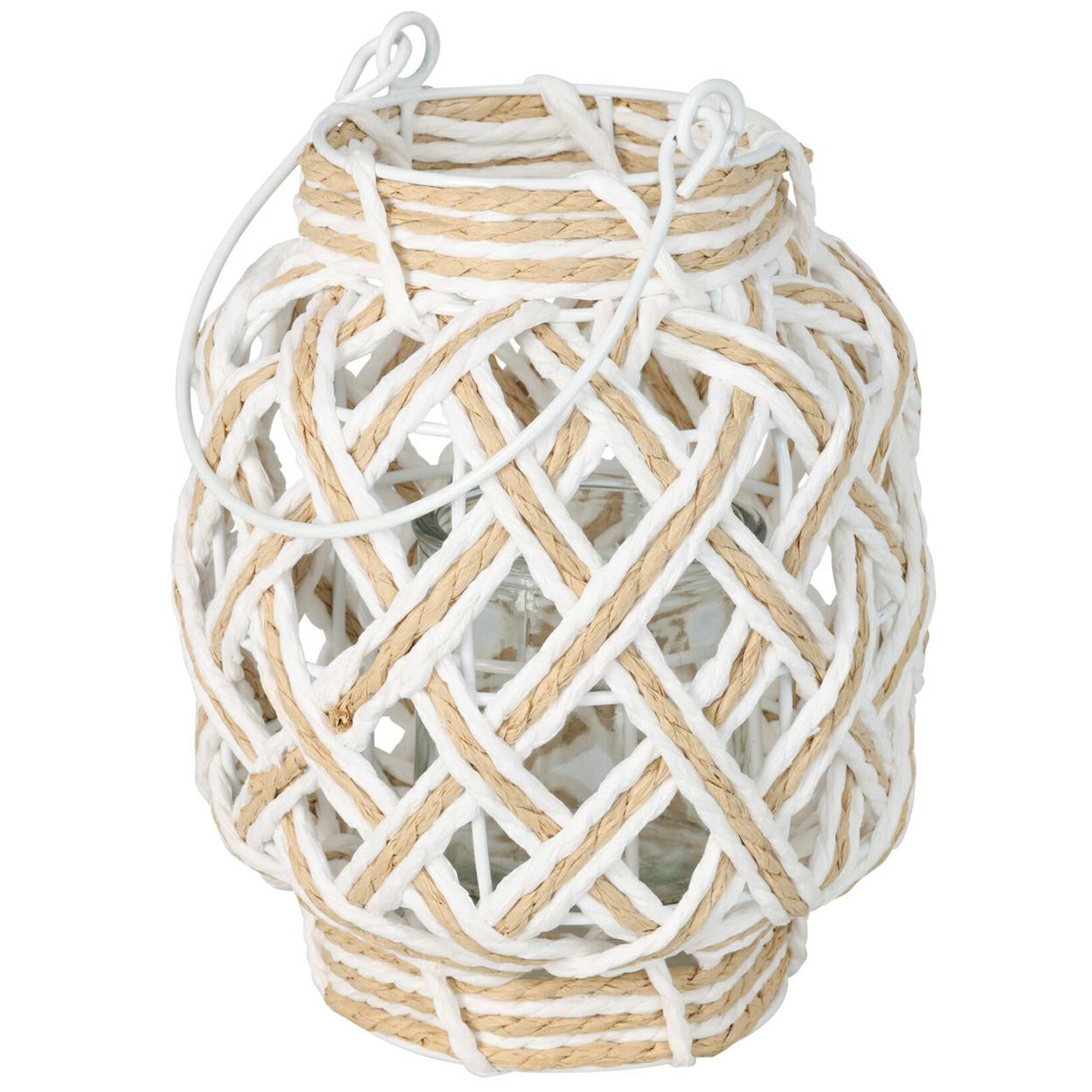 Lampion Boho z Szkłem na Świece - Naturalny Styl