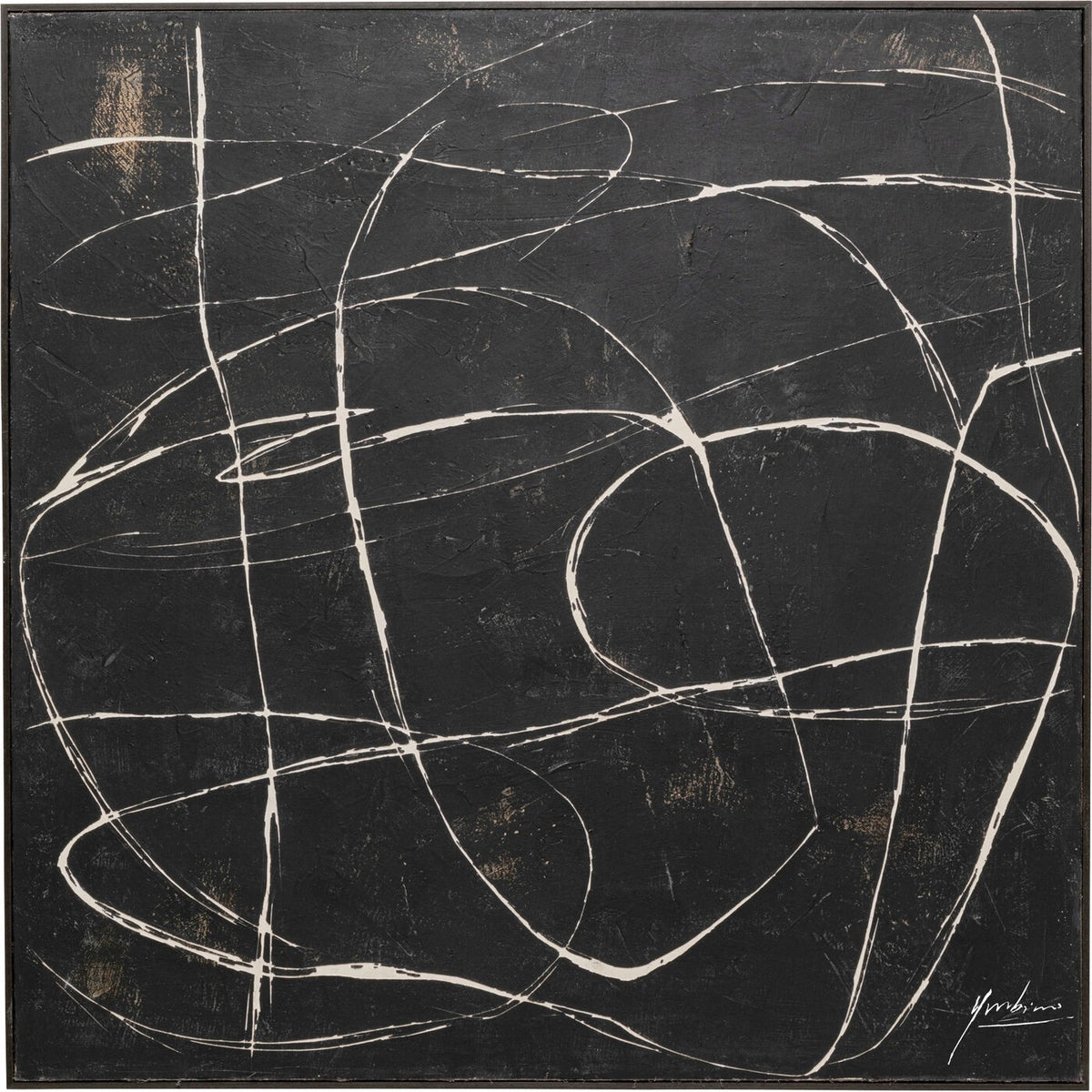 Kare Design Schilderij Sketch 120x120cm zwart
